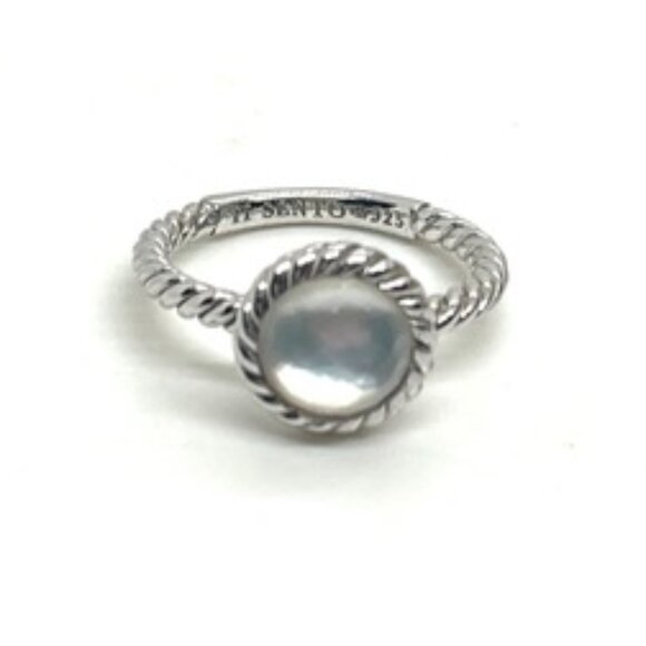TI SENTO 925 STERLING SILVER PLATED MOTHER OF PEARL MOP RING 6.75 - Picture 4 of 14